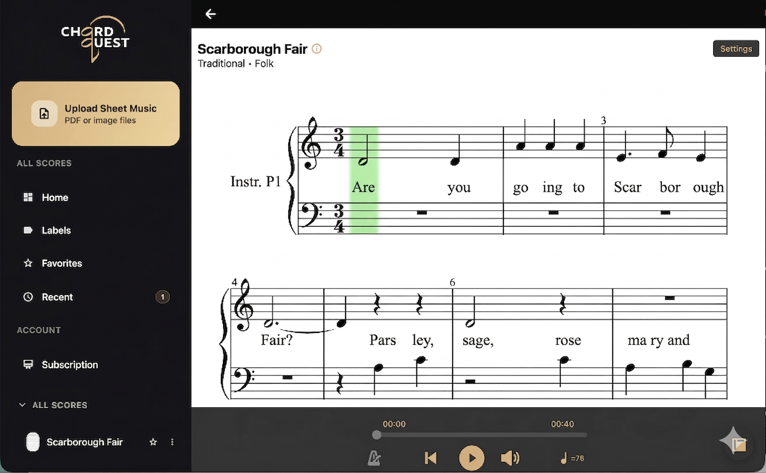 Chord Quest app product screenshot